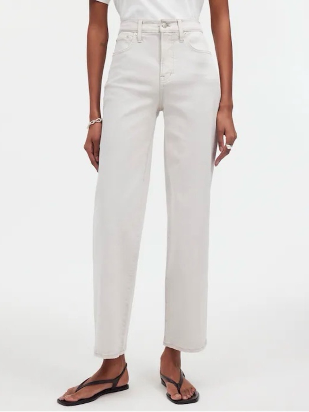 Madewell Perfect Vintage Wide-Leg High Rise Crop Jean Light Grey Sz 28